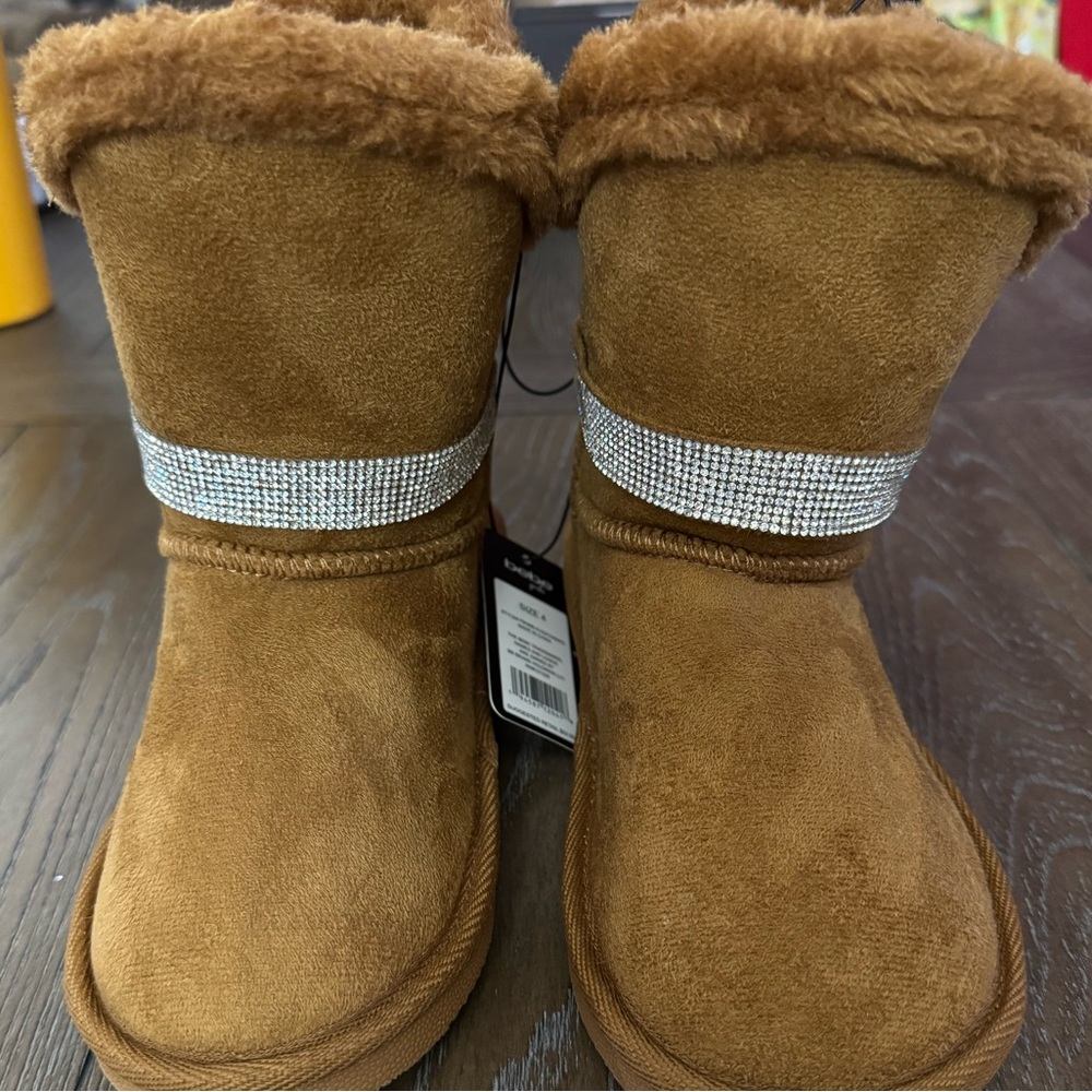 bebe Tan Kids Boots with Rhinestone Band